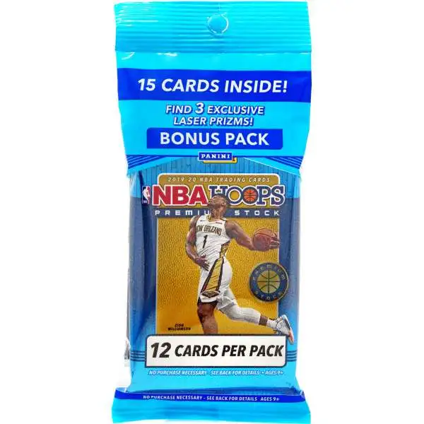 NBA Panini 2019-20 Hoops Premium Stock Basketball Trading Card CELLO Pack [15 Cards]