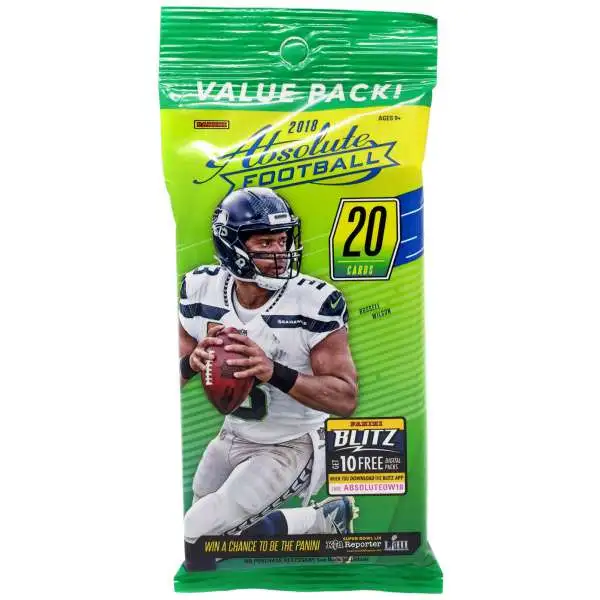 NFL Panini 2018 Absolute Football Trading Card VALUE Pack [20 Cards]