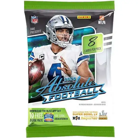 NFL Panini 2020 Absolute Football Trading Card RETAIL Pack [8 Cards]