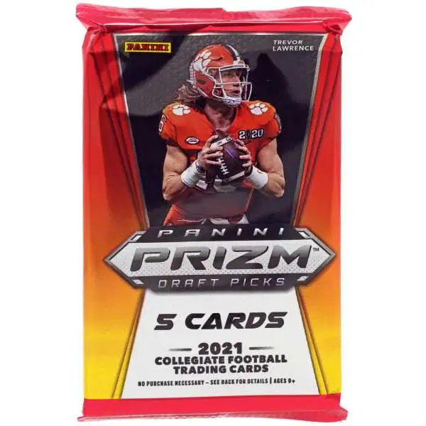 College Panini 2021 Prizm Draft Football Trading Card RETAIL Pack [5 Cards]