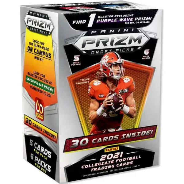 NFL Panini 2021 Prizm Draft Picks Football Trading Card BLASTER Box [6 Packs, 1 Purple Wave Prizm]
