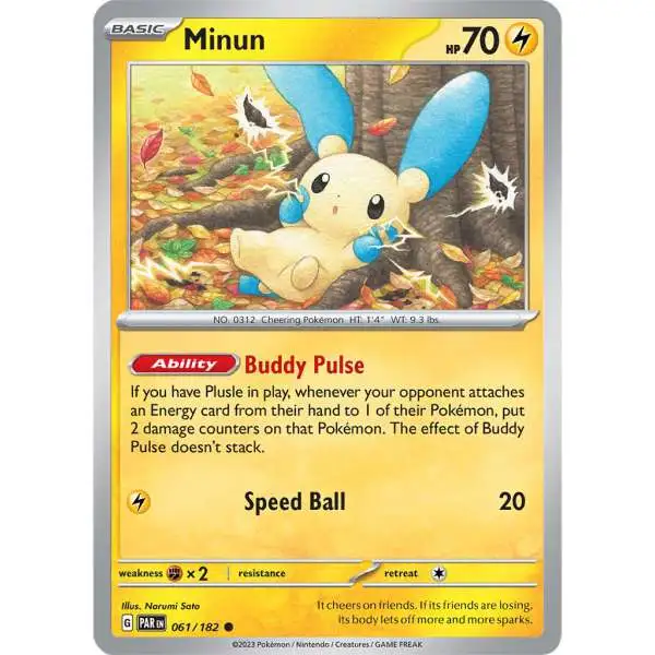 Pokemon Trading Card Game Paradox Rift Common Minun #61