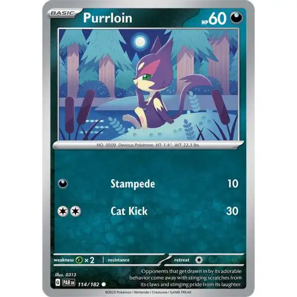 Pokemon Trading Card Game Paradox Rift Common Purrloin #114