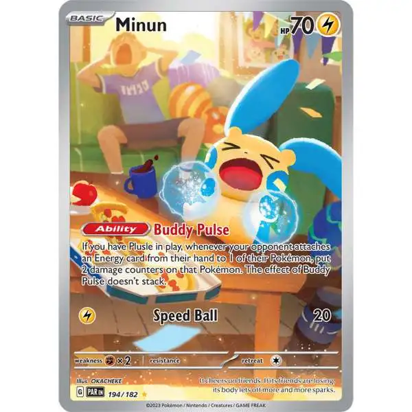 Pokemon Trading Card Game Paradox Rift Illustration Rare Minun #194