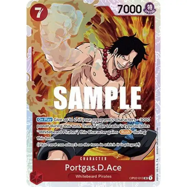 One Piece Trading Card Game Paramount War Super Rare Portgas.D.Ace OP02-013