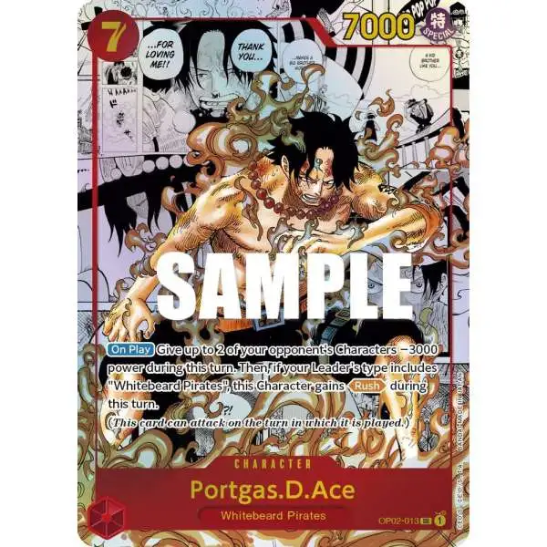 One Piece Trading Card Game Paramount War Super Rare Portgas.D.Ace OP02-013 [Manga Rare]