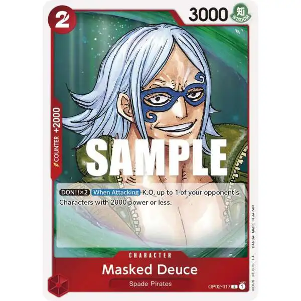 One Piece Trading Card Game Paramount War Rare Masked Deuce OP02-017