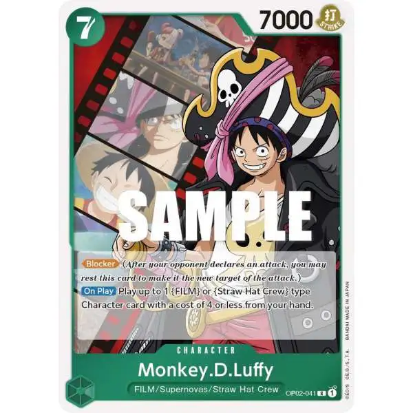 One Piece Trading Card Game Paramount War Rare Monkey D. Luffy OP02-041