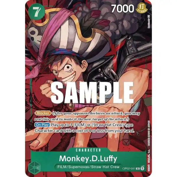 One Piece Trading Card Game Paramount War Rare Monkey D. Luffy OP02-041 [Alternate Art]