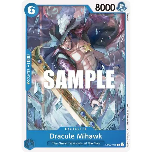 One Piece Trading Card Game Paramount War Common Dracule Mihawk OP02-055