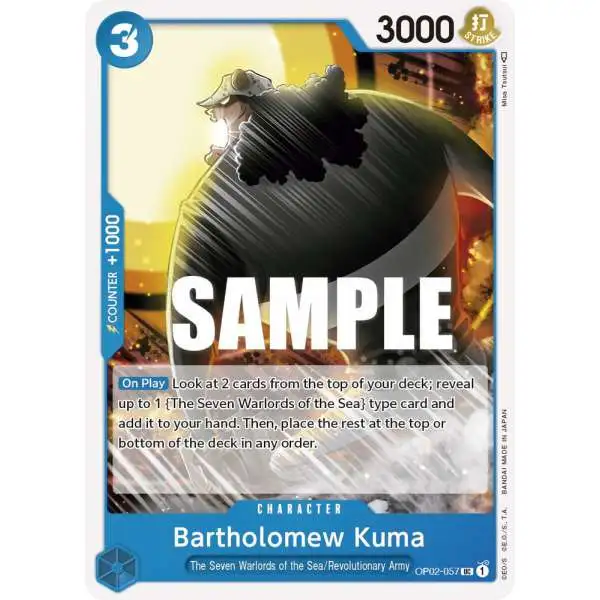 One Piece Trading Card Game Paramount War Uncommon Bartholomew Kuma OP02-057