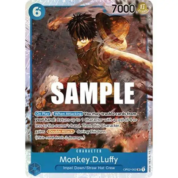 One Piece Trading Card Game Paramount War Super Rare Monkey D. Luffy OP02-062