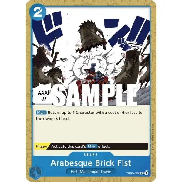 One Piece Trading Card Game Paramount War Uncommon Arabesque Brick Fist OP02-067