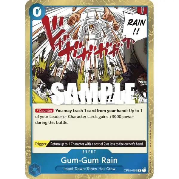 One Piece Trading Card Game Paramount War Rare Gum-Gum Rain OP02-068