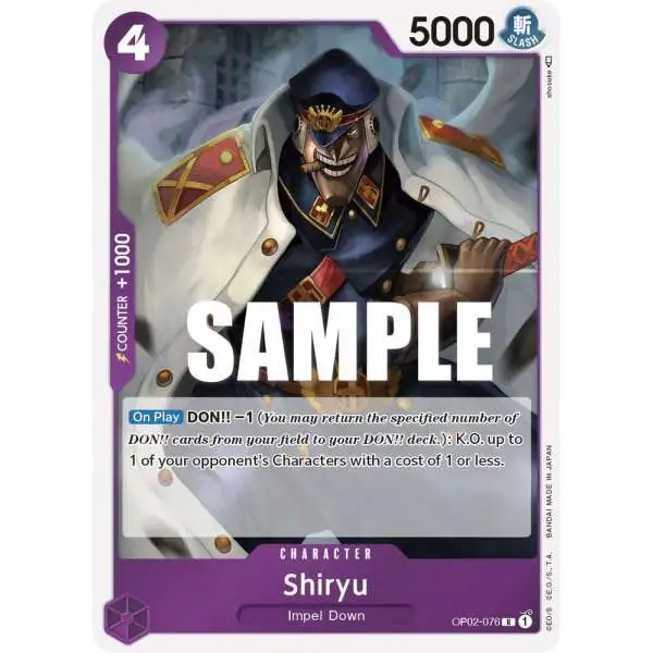 One Piece Trading Card Game Paramount War Rare Shiryu OP02-076