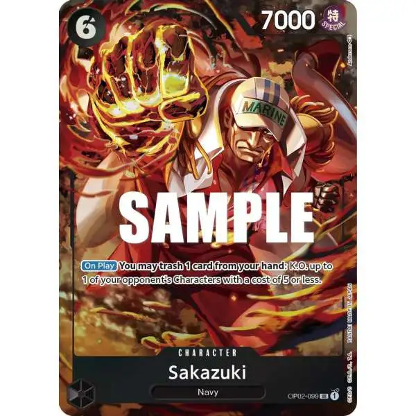 One Piece Trading Card Game Paramount War Super Rare Sakazuki OP02-099 [Alternate Art]