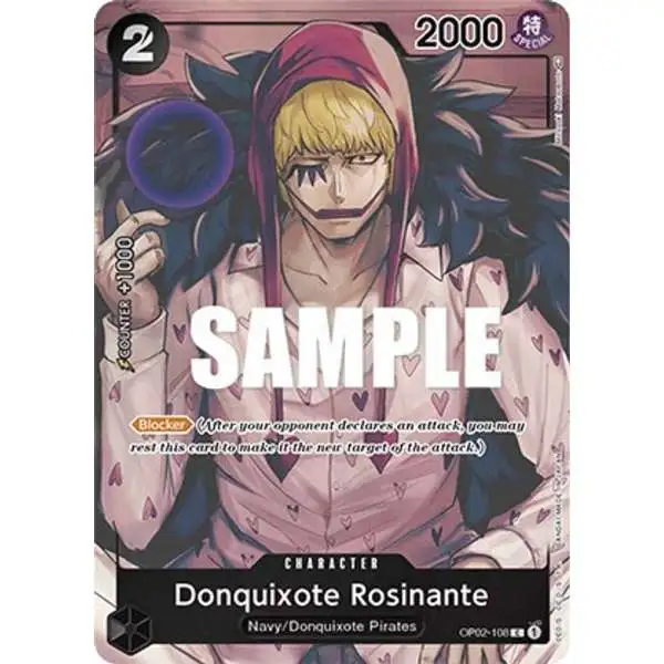 One Piece Trading Card Game Paramount War Common Donquixote Rosinante OP02-108 [Box Topper]