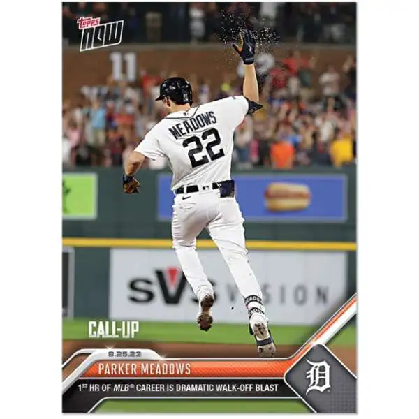 MLB Detroit Tigers 2023 NOW Baseball Parker Meadows Exclusive #761 [Rookie Card, 1st HR of MLB Career is Dramatic Walk Off Blast]