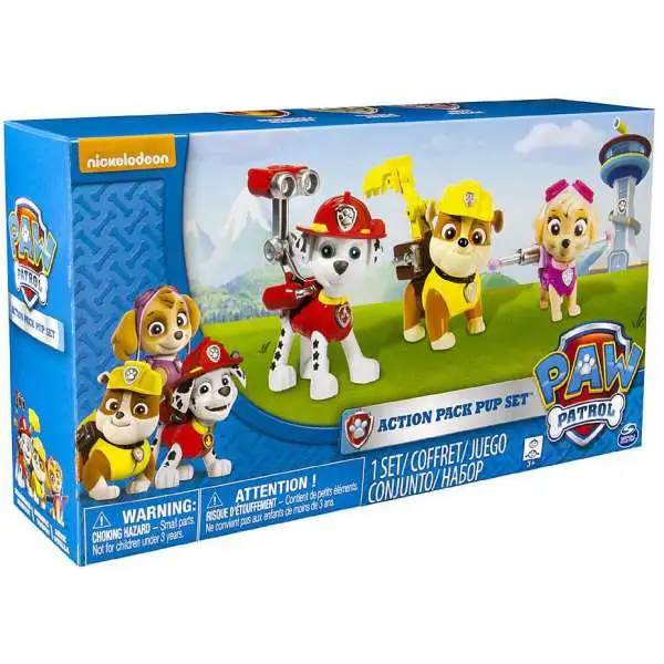 Paw Patrol Action Pack Pup Set Marshall, Rubble & Skye Figure 3-Pack