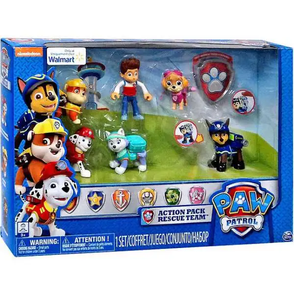 Paw Patrol Action Pack Rescue Team Marshal, Everest, Ryder, Skye, Rubble & Chase Exclusive Figure 6-Pack [Damaged Package]