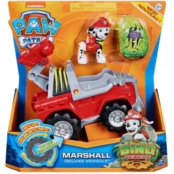 Paw Patrol Dino Rescue Marshall Deluxe Vehicle [Includes 1 Mystery Dino Figure!]