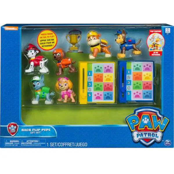 Paw Patrol Back Flip Pups Chase, Zuma, Rubble, Skye, Rocky & Marshall Exclusive Gift Set Figure 6-Pack [Damaged Package]