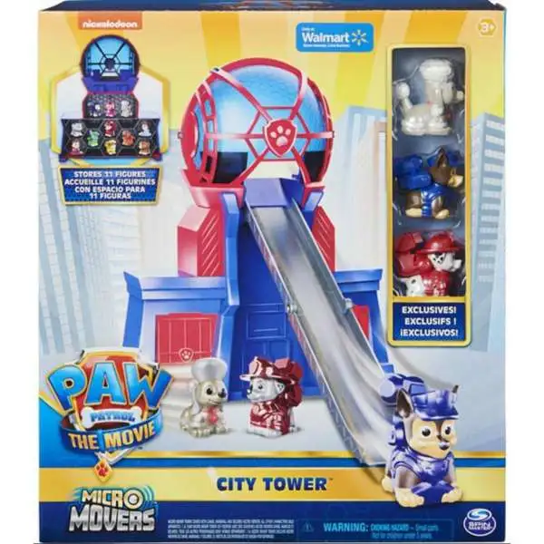 Paw Patrol The Movie Micro Movers City Tower Exclusive Playset [Includes Chase, Marshall & Delores Figures!]