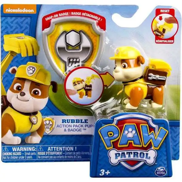 Paw Patrol Action Pack & Badge Rubble Figure