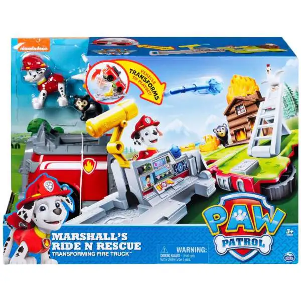 Paw Patrol Marshall's Ride N Rescue Transforming Fire Truck Vehicle Playset