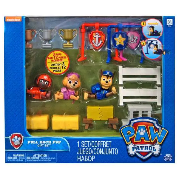 Paw Patrol Pull Back Pup 3-Pack Zuma, Skye & Chase Exclusive Gift Set