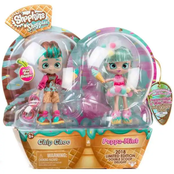 Shopkins Shoppies Peppa Mint & Chip Choc Double Scoop Delight Exclusive Doll 2-Pack