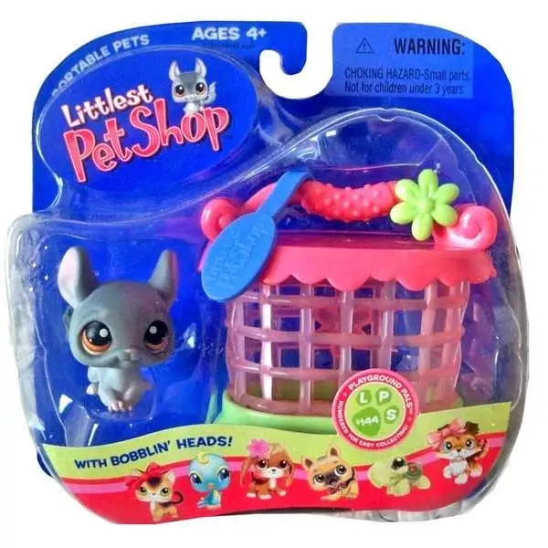 Littlest Pet Shop Portable Pets Chinchilla Figure [Gray with Hutch, Damaged Package]
