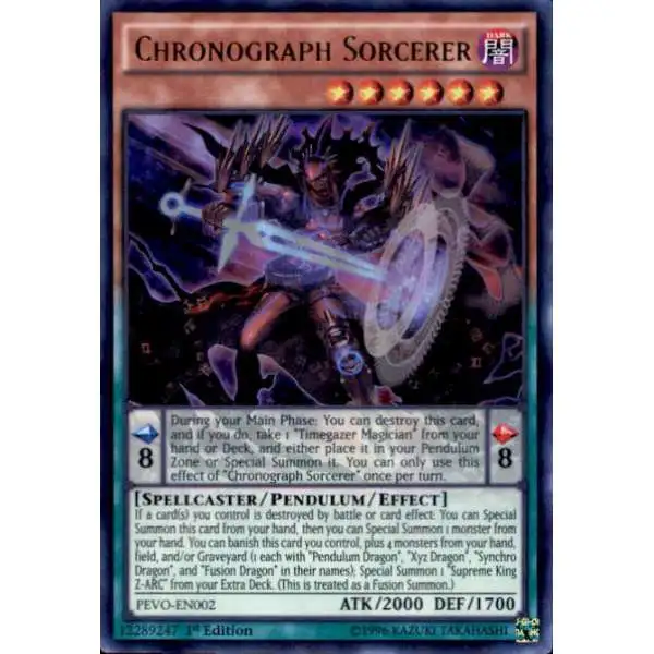 YuGiOh Trading Card Game Pendulum Evolution Ultra Rare Chronograph Sorcerer PEVO-EN002