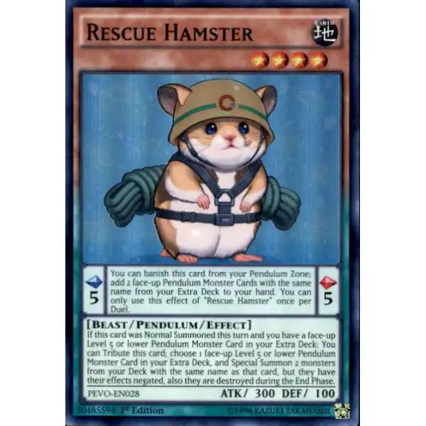 YuGiOh Trading Card Game Pendulum Evolution Super Rare Rescue Hamster PEVO-EN028