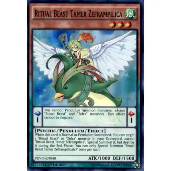 YuGiOh Trading Card Game Pendulum Evolution Super Rare Ritual Beast Tamer Zeframpilica PEVO-EN048