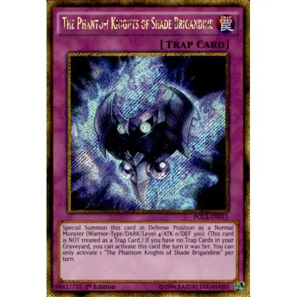 YuGiOh Premium Gold: Infinite Gold Gold Secret Rare The Phantom Knights of Shade Brigandine PGL3-EN015