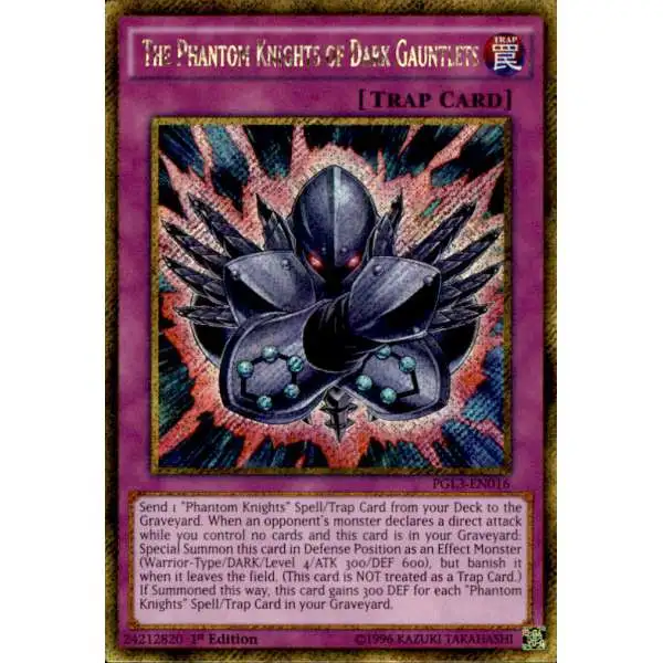 YuGiOh Premium Gold: Infinite Gold Gold Secret Rare The Phantom Knights of Dark Gauntlets PGL3-EN016