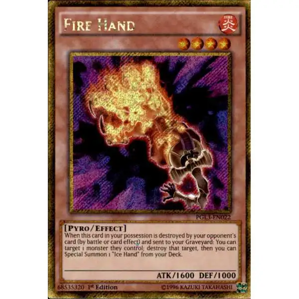 YuGiOh Premium Gold: Infinite Gold Gold Secret Rare Fire Hand PGL3-EN022