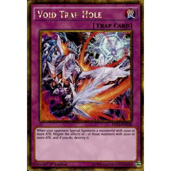 YuGiOh Premium Gold: Infinite Gold Gold Secret Rare Void Trap Hole PGL3-EN038