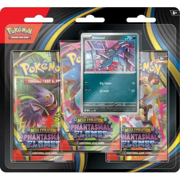 Pokemon Mega Evolution Phantasmal Flames Sneasel 3-Booster Blister Pack [3 Booster Packs & 1 Foil Promo Card]