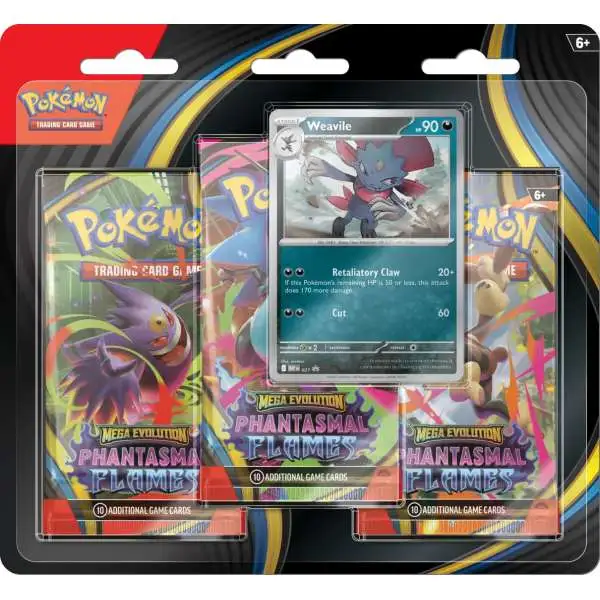 Pokemon Mega Evolution Phantasmal Flames Weavile 3-Booster Blister Pack [3 Booster Packs & 1 Foil Promo Card]