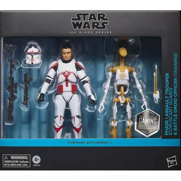 Star Wars Battlefront II Black Series Phase I Assault Clone Trooper & Battle Droid Officer Exclusive Action Figure 2-Pack