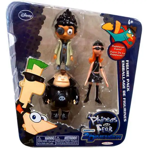 Disney Phineas and Ferb Across the 2nd Dimension Resistance Team Action Figure 3-Pack