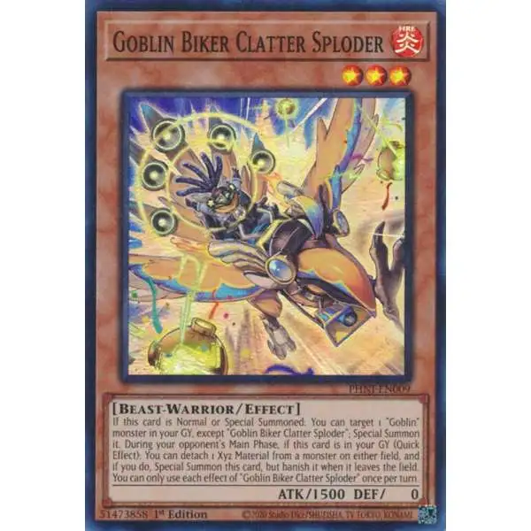 YuGiOh Trading Card Game Phantom Nightmare Super Rare Goblin Biker Clatter Sploder PHNI-EN009