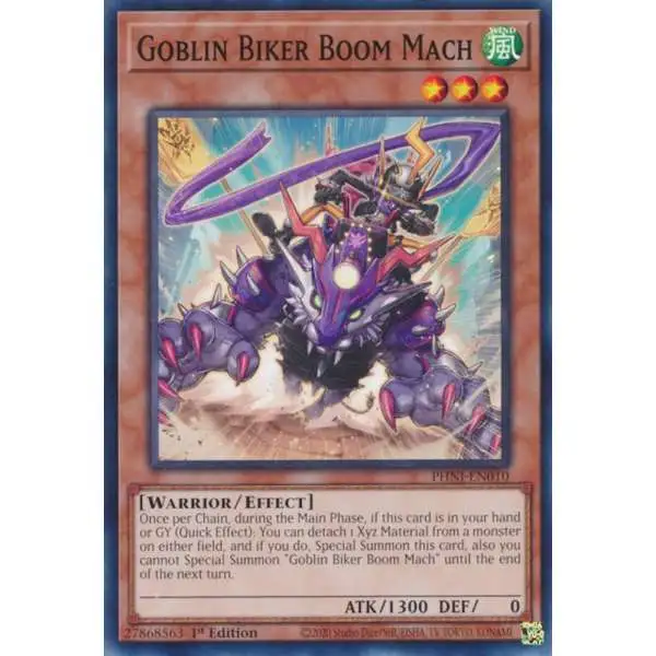 YuGiOh Trading Card Game Phantom Nightmare Common Goblin Biker Boom Mach PHNI-EN010