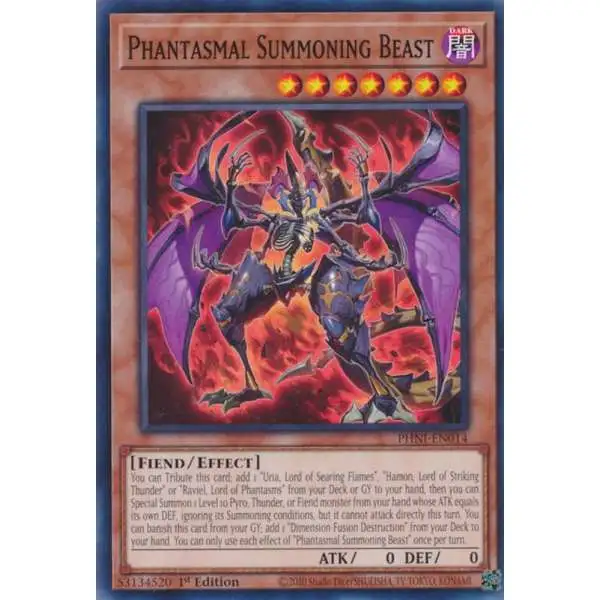 YuGiOh Trading Card Game Phantom Nightmare Common Phantasmal Summoning Beast PHNI-EN014