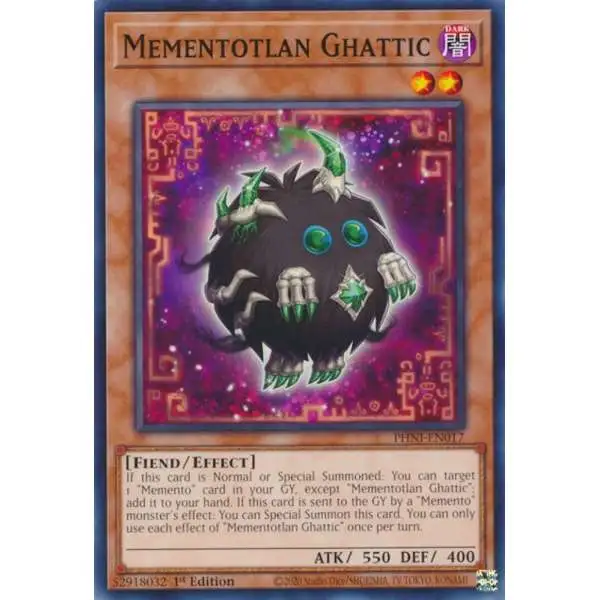 YuGiOh Trading Card Game Phantom Nightmare Common Mementotlan Ghattic PHNI-EN017