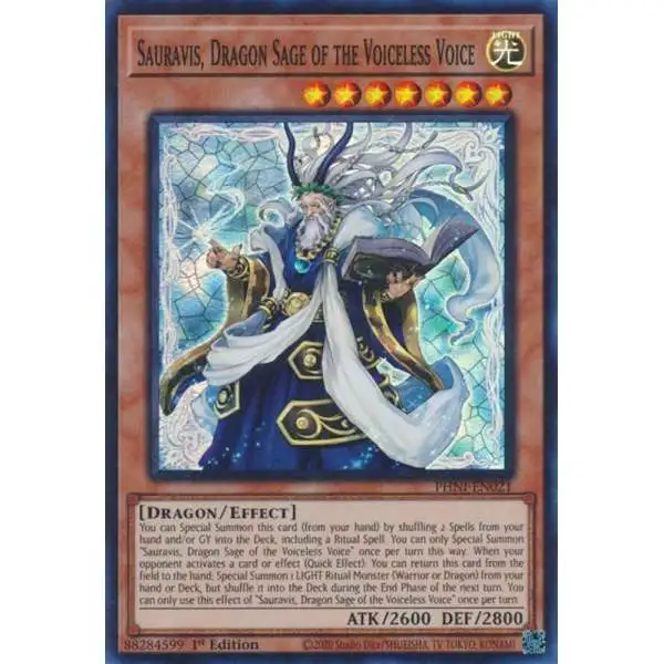 YuGiOh Trading Card Game Phantom Nightmare Super Rare Sauravis, Dragon Sage of the Voiceless Voice PHNI-EN021