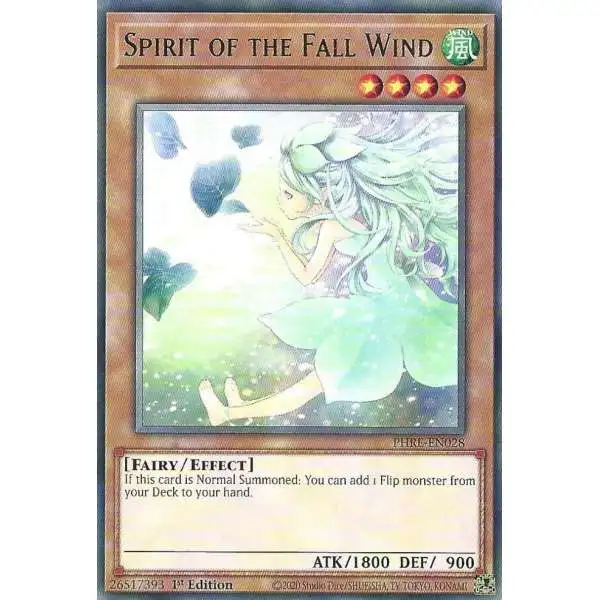 YuGiOh Trading Card Game Phantom Revenge Rare Spirit of the Fall Wind PHRE-EN028