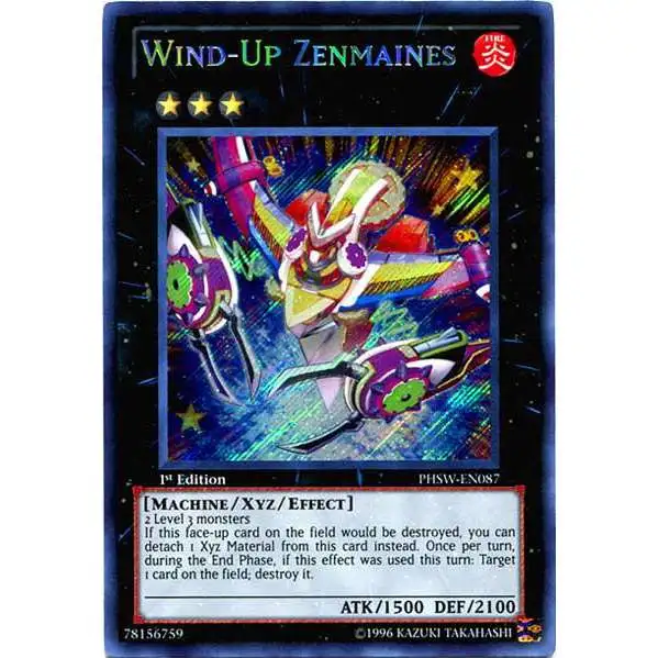 YuGiOh Trading Card Game Photon Shockwave Secret Rare Wind-Up Zenmaines PHSW-EN087